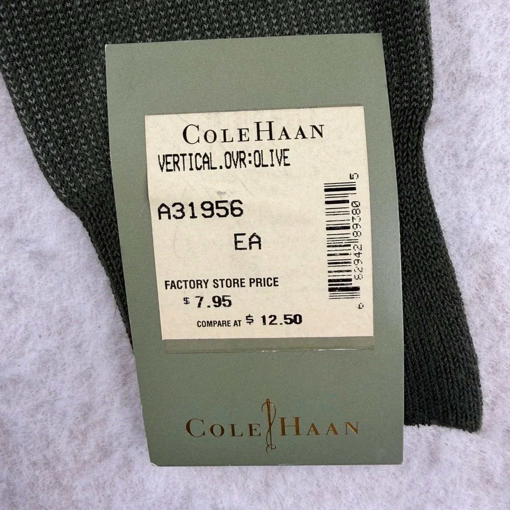 Cole Haan Mens Olive Green Vertical Ribbed Over The Calf Dress Socks A31956
